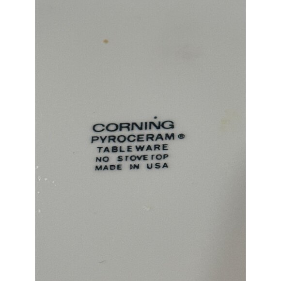 Corning Pyroceram Tableware Set of 4 White Brown Rim 9 Inch Plates - Picture 3 of 4